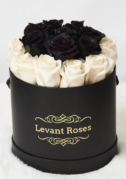 Premium multi-colour roses / round box